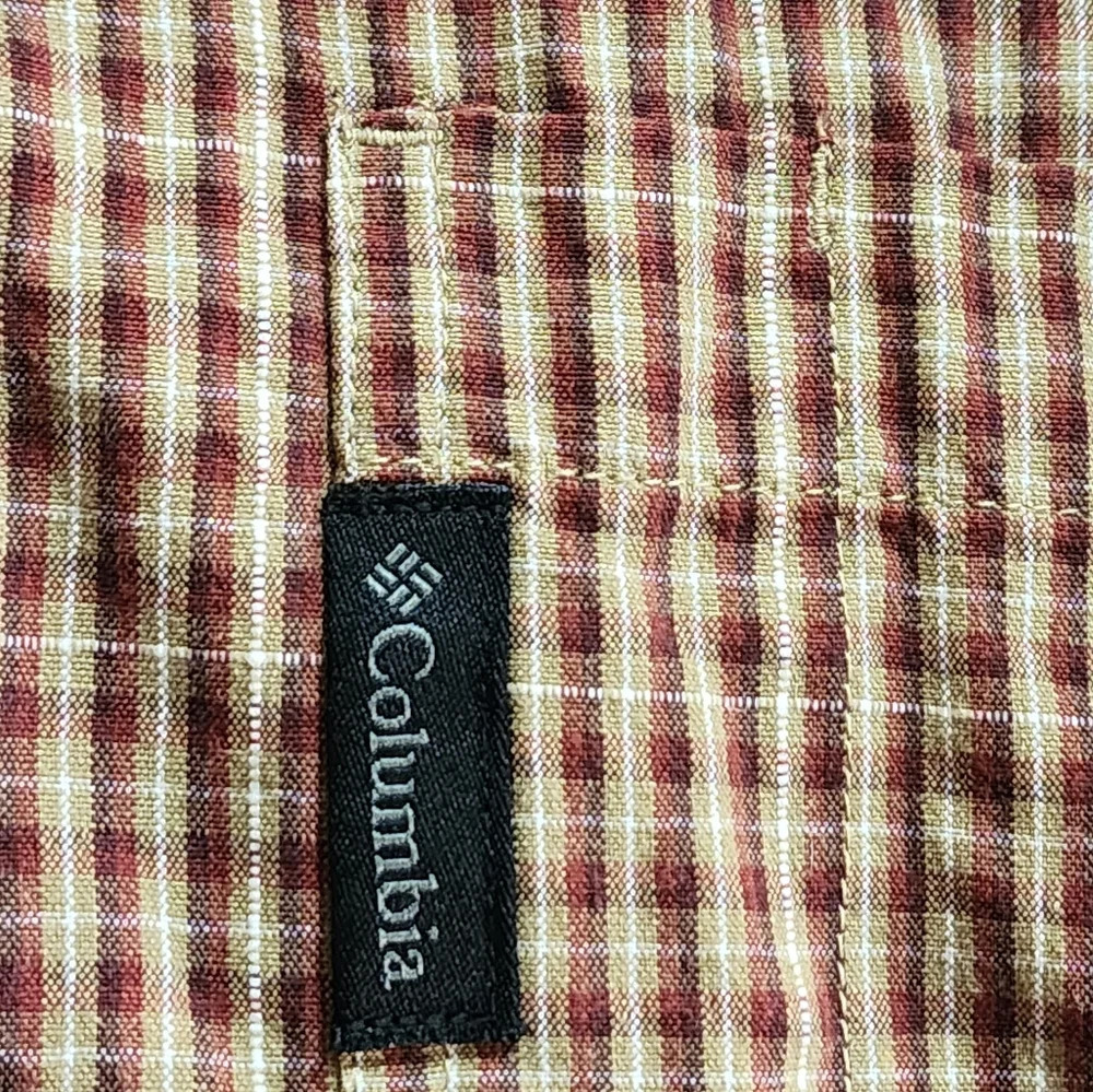 Columbia Button Down Shirt Men's XL Long Sleeve Brown Beige Plaid Cotton - Picture 5 of 11
